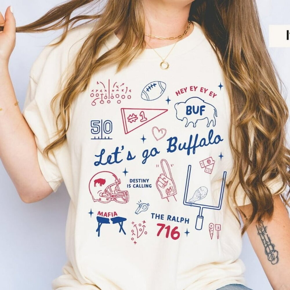 Buffalo Football Doodles Shirt, Buffalo Fan Gift, Let's Go Buffalo 90